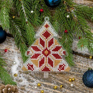 Bead Embroidery Kit (Plastic Base) &ndash; &ldquo;Christmas Ornament &ndash; Christmas Tree&rdquo; FLPL-019