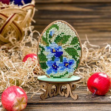 Wooden Bead Embroidery Kit &ndash; &ldquo;Easter Egg&rdquo; FLK-181