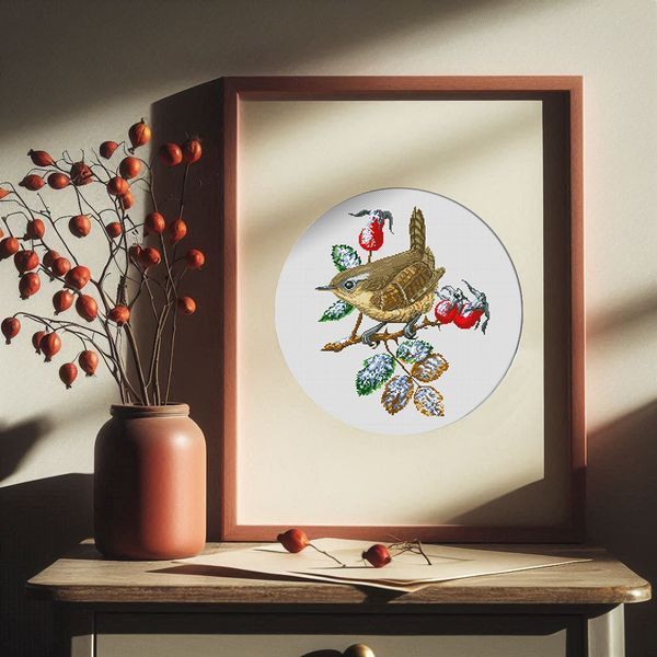 Cross-Stitch Pattern &ndash; "Wren in winter" WLP-044