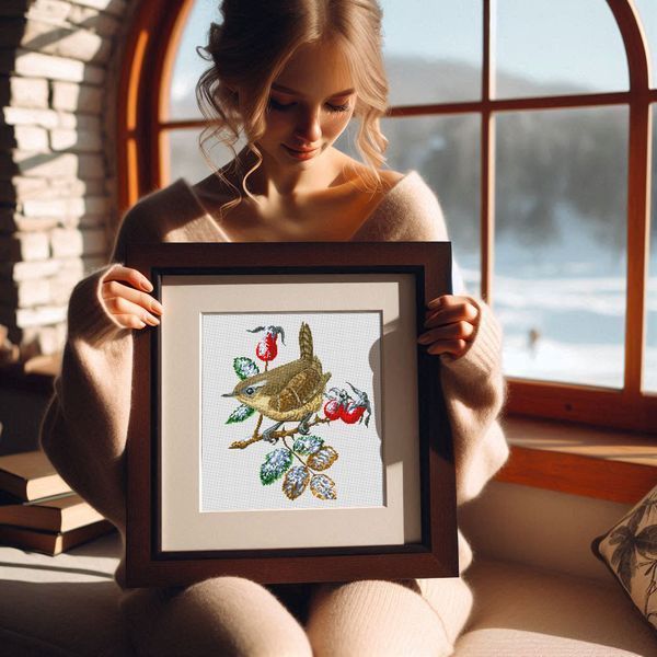 Cross-Stitch Pattern &ndash; "Wren in winter" WLP-044