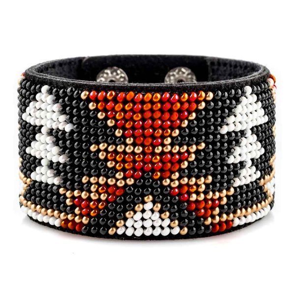 Faux Leather Bead Embroidery Kit &ndash; &ldquo;Bracelet&rdquo; (4 &times; 22 cm) FLBB-099 Black