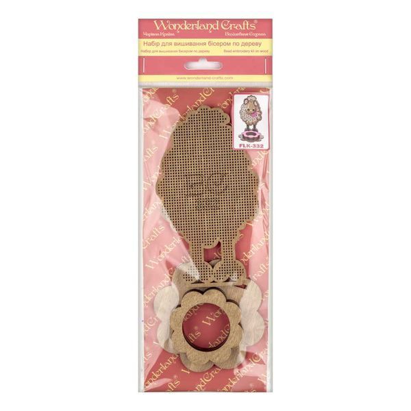 Wooden Bead Embroidery Kit &ndash; &ldquo;Easter Egg Stand &ndash; Lamb With Bow&rdquo; FLK-332