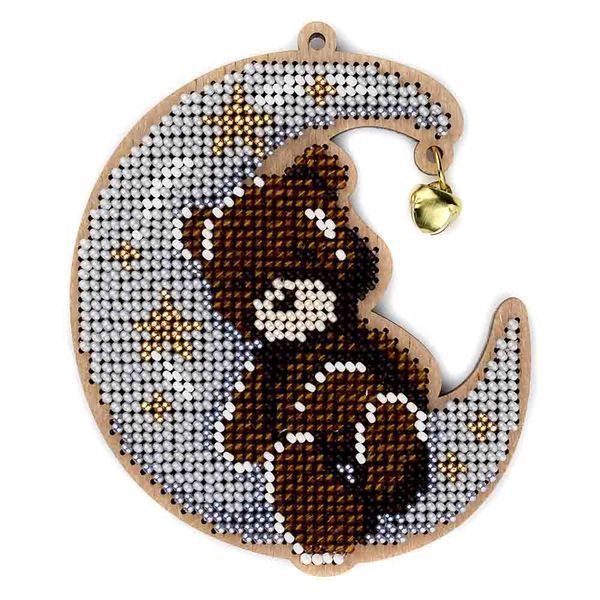 Wooden Bead Embroidery Kit &ndash; &ldquo;Moonlit Dreams &ndash; Brown Bear&rdquo; FLK-507