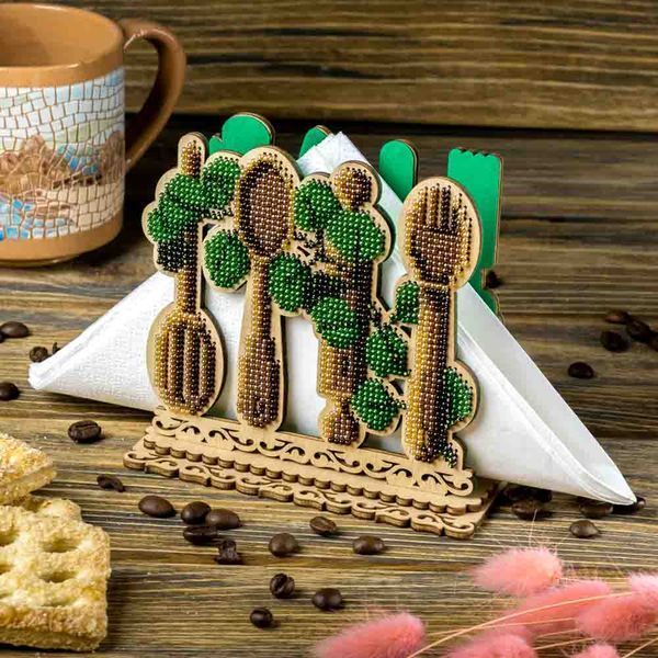 Bead Embroidery Kit on Wood &ndash; &ldquo;Napkin Holder &ndash; Table Setting&rdquo; FLK-533