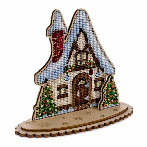 Wooden Cross-Stitch Kit &ndash; &ldquo;Christmas Cottage&rdquo; FLW-047