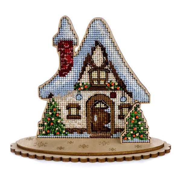Wooden Cross-Stitch Kit &ndash; &ldquo;Christmas Cottage&rdquo; FLW-047