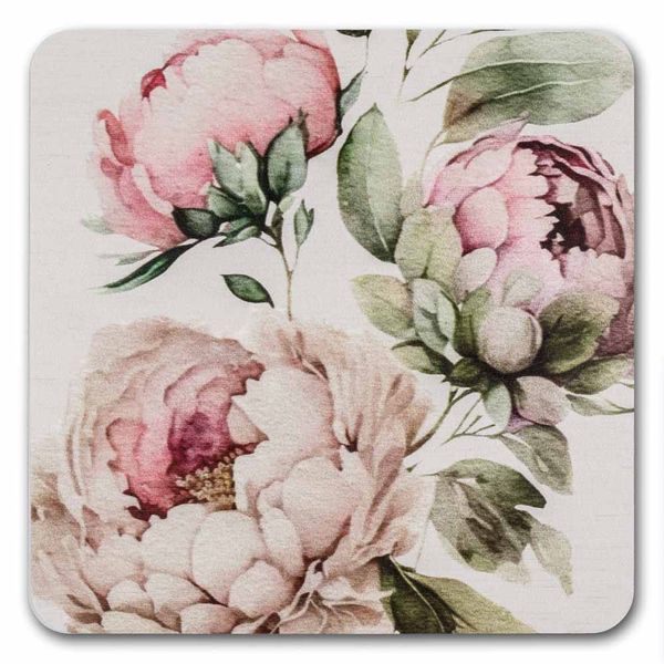 Bead Organizer With Wooden Lid &ndash; &ldquo;Peonies, Square&rdquo; FLZB-237