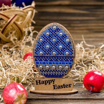 Wooden Bead Embroidery Kit &ndash; &ldquo;Easter Egg &ndash; Happy Easter&rdquo; FLK-341