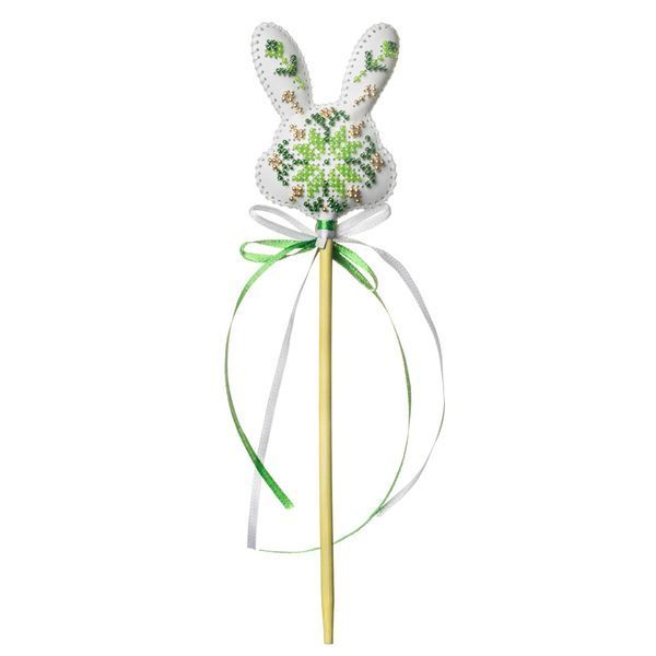 Faux Leather Bead Embroidery Kit &ndash; &ldquo;Topper Green Bunny&rdquo; FLBB-184