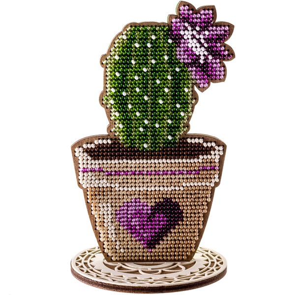 Wooden Bead Embroidery Kit &ndash; &ldquo;Cactus&rdquo; FLK-190