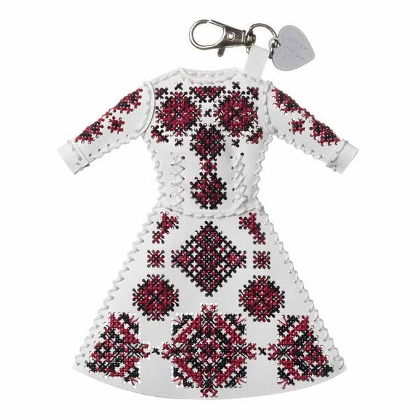Faux Leather Cross-Stitch Kit &ndash; &ldquo;Bag Charm Dress. Bold Red Pattern&rdquo; FLHL-133