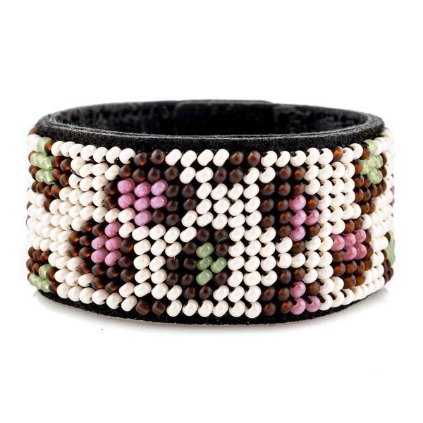 Faux Leather Bead Embroidery Kit &ndash; &ldquo;Bracelet&rdquo; (3 &times; 17 cm) FLBB-108 Black