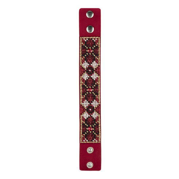 Faux Leather Bead Embroidery Kit &ndash; &ldquo;Bracelet&rdquo; (3 &times; 22 cm) FLBB-151 Red