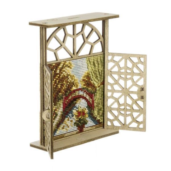Wooden Cross-Stitch Kit &ndash; &ldquo;Bridge Through Autumn&rdquo; FLW-080
