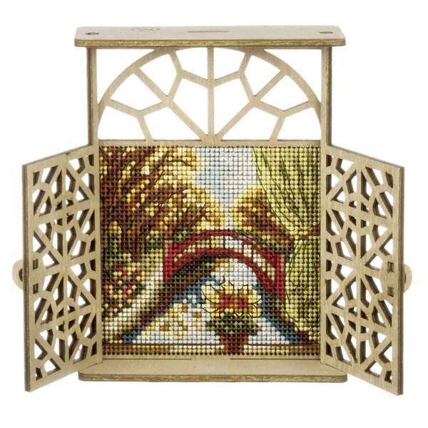 Wooden Cross-Stitch Kit &ndash; &ldquo;Bridge Through Autumn&rdquo; FLW-080