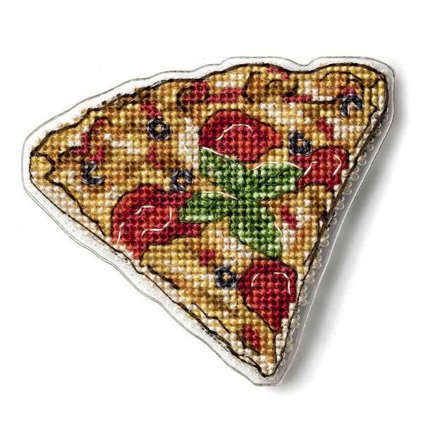 Plastic Cross-Stitch Kit &ndash; "Pizza Slice" (Double-Sided) FLX-118