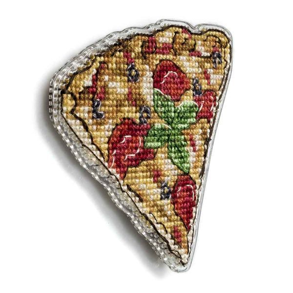 Plastic Cross-Stitch Kit &ndash; "Pizza Slice" (Double-Sided) FLX-118