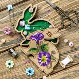 Wooden Bead Embroidery Kit &ndash; &ldquo;Box-Bunny&rdquo; (Double-Sided) FLK-423
