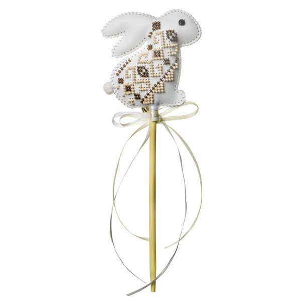 Faux Leather Bead Embroidery Kit &ndash; &ldquo;Topper Beige Bunny&rdquo; FLBB-185