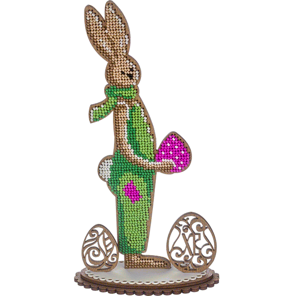 Wooden Bead Embroidery Kit &ndash; &ldquo;Easter Bunny&rdquo; FLK-342