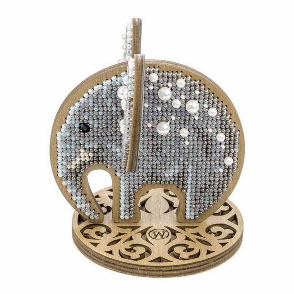 Wooden Bead Embroidery Kit &ndash; &ldquo;Cute Elephant&rdquo; FLK-606