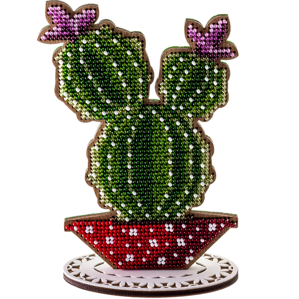 Wooden Bead Embroidery Kit &ndash; &ldquo;Cactus&rdquo; FLK-191