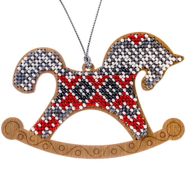 Wooden Bead Embroidery Kit – “Christmas Ornament – Rocking Horse” FLK-141 FLK-141 photo Wooden Bead Embroidery Kit – “Christmas Ornament – Rocking Horse” FLK-141