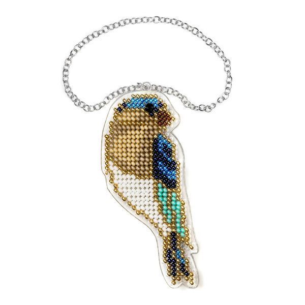 Bead Embroidery Kit (Plastic Base) &ndash; &ldquo;Blue Jay&rdquo; (Double-Sided) FLPL-090