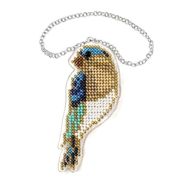 Bead Embroidery Kit (Plastic Base) &ndash; &ldquo;Blue Jay&rdquo; (Double-Sided) FLPL-090
