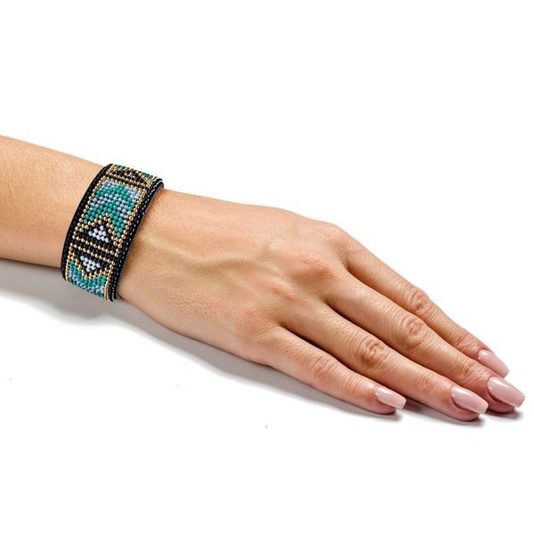 Faux Leather Bead Embroidery Kit &ndash; &ldquo;Bracelet&rdquo; (3 &times; 22 cm) FLBB-024 Black