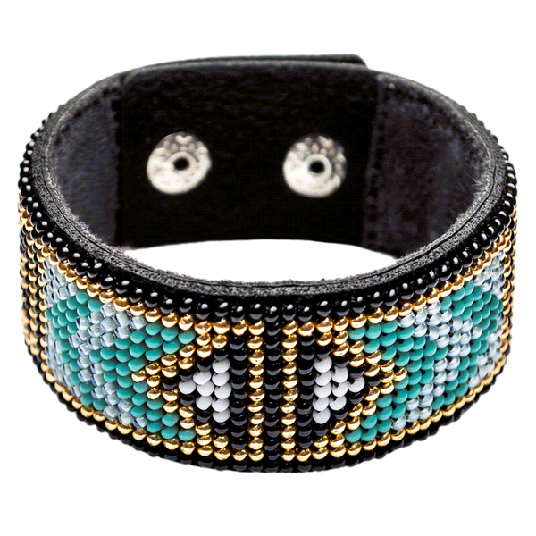 Faux Leather Bead Embroidery Kit &ndash; &ldquo;Bracelet&rdquo; (3 &times; 22 cm) FLBB-024 Black