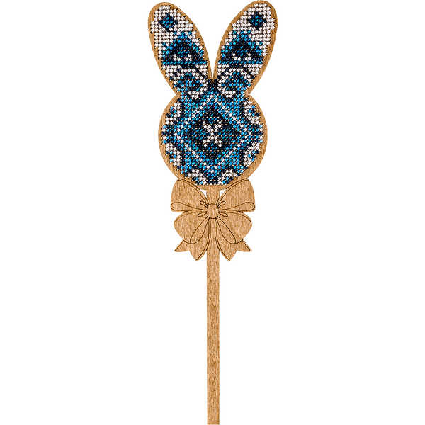 Wooden Bead Embroidery Topper &ndash; &ldquo;Bunny&rdquo; FLK-091