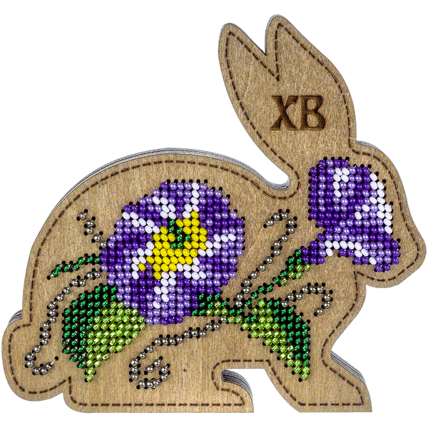 Wooden Bead Embroidery Kit &ndash; &ldquo;Box-Bunny&rdquo; (Double-Sided) FLK-423