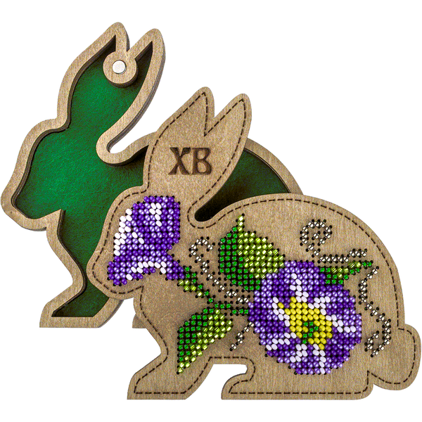 Wooden Bead Embroidery Kit &ndash; &ldquo;Box-Bunny&rdquo; (Double-Sided) FLK-423