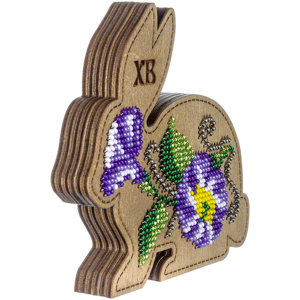 Wooden Bead Embroidery Kit &ndash; &ldquo;Box-Bunny&rdquo; (Double-Sided) FLK-423