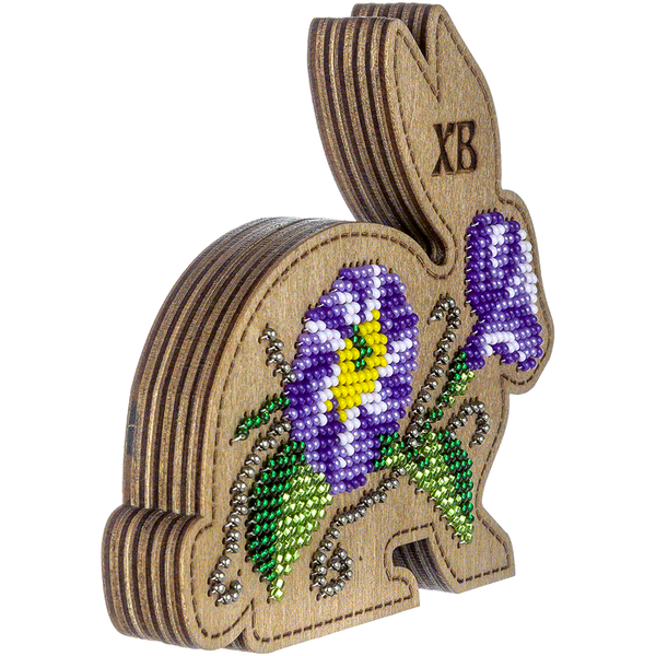 Wooden Bead Embroidery Kit &ndash; &ldquo;Box-Bunny&rdquo; (Double-Sided) FLK-423
