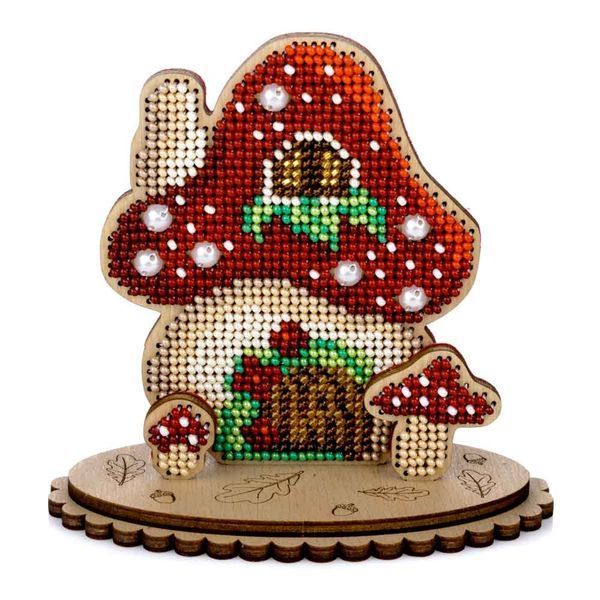 Wooden Bead Embroidery Kit &ndash; &ldquo;Toadstool House&rdquo; FLK-558