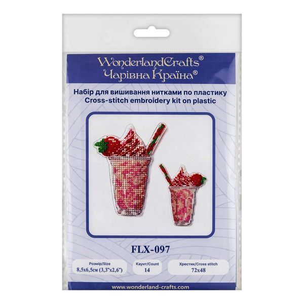 Plastic Cross-Stitch Kit &ndash; "Strawberry Cocktail" (Double-Sided) FLX-097