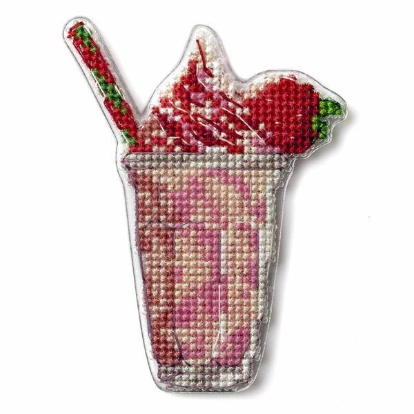 Plastic Cross-Stitch Kit &ndash; "Strawberry Cocktail" (Double-Sided) FLX-097