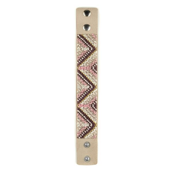Faux Leather Bead Embroidery Kit &ndash; &ldquo;Bracelet&rdquo; (3 &times; 22 cm) FLBB-152 Light Beige