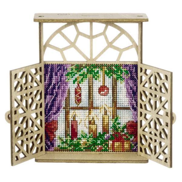 Wooden Cross-Stitch Kit &ndash; &ldquo;Festive Windowsill&rdquo; FLW-081