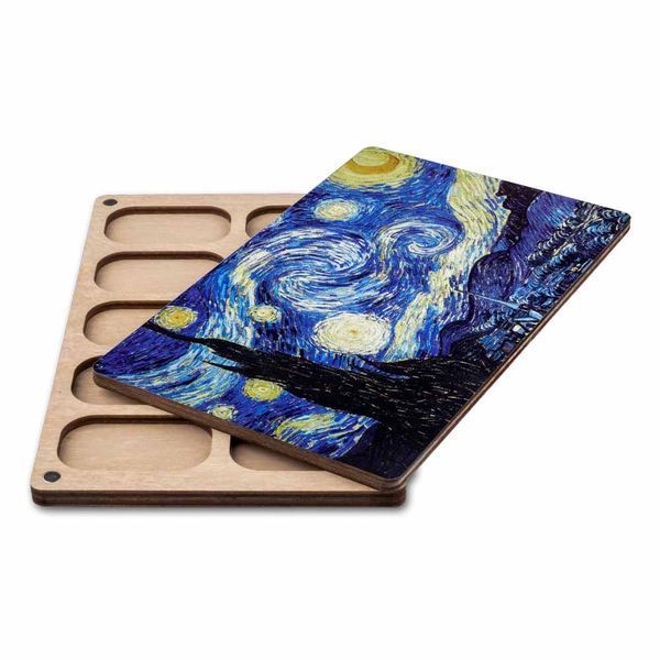 Bead Organizer With Wooden Lid &ndash; &ldquo;Starry Night, Rectangular&rdquo; FLZB-197