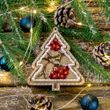Wooden Bead Embroidery Kit &ndash; &ldquo;Christmas Ornament &ndash; Tree With Rowan Berries&rdquo; FLK-374