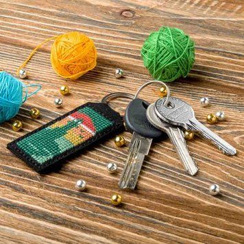 Faux Leather Cross-Stitch Kit &ndash; &ldquo;Keychain&rdquo; FLHL-002 Black