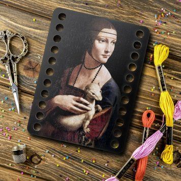 Floss Organizer &ndash; &ldquo;Lady with an Ermine, Rectangular&rdquo; FLZ(P)-026