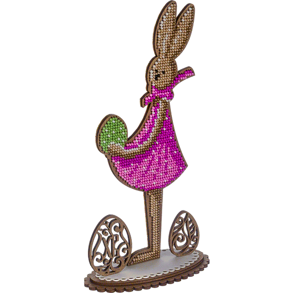 Wooden Bead Embroidery Kit &ndash; &ldquo;Easter Bunny Lady&rdquo; FLK-343