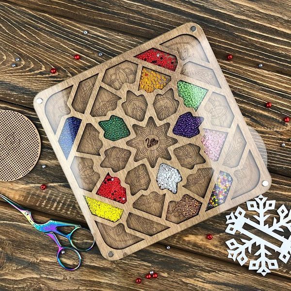 Bead Organizer Box &ndash; &ldquo;Stone Garden&rdquo;, With Clear Lid FLZB-093