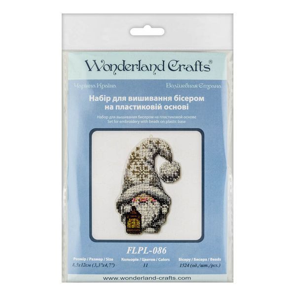 Bead Embroidery Kit (Plastic Base) &ndash; &ldquo;Christmas Ornament &ndash; Lantern Gnome&rdquo; FLPL-086