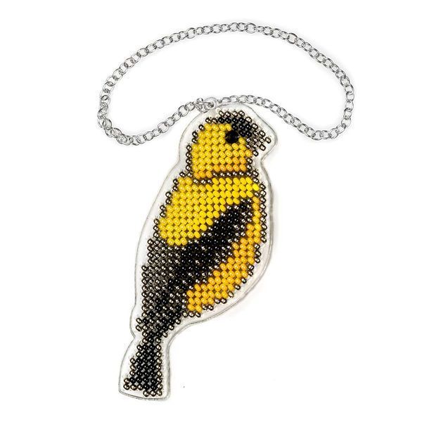 Bead Embroidery Kit (Plastic Base) &ndash; &ldquo;American Goldfinch&rdquo; (Double-Sided) FLPL-091