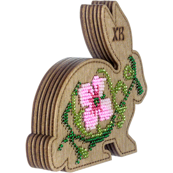 Wooden Bead Embroidery Kit &ndash; &ldquo;Box-Bunny&rdquo; (Double-Sided) FLK-424